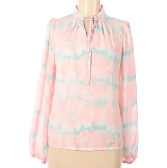 Tops - Tie Dye Blouse - Pink and Blue